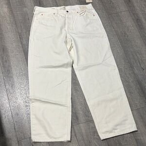 Cream baggy Straight-Leg Jeans